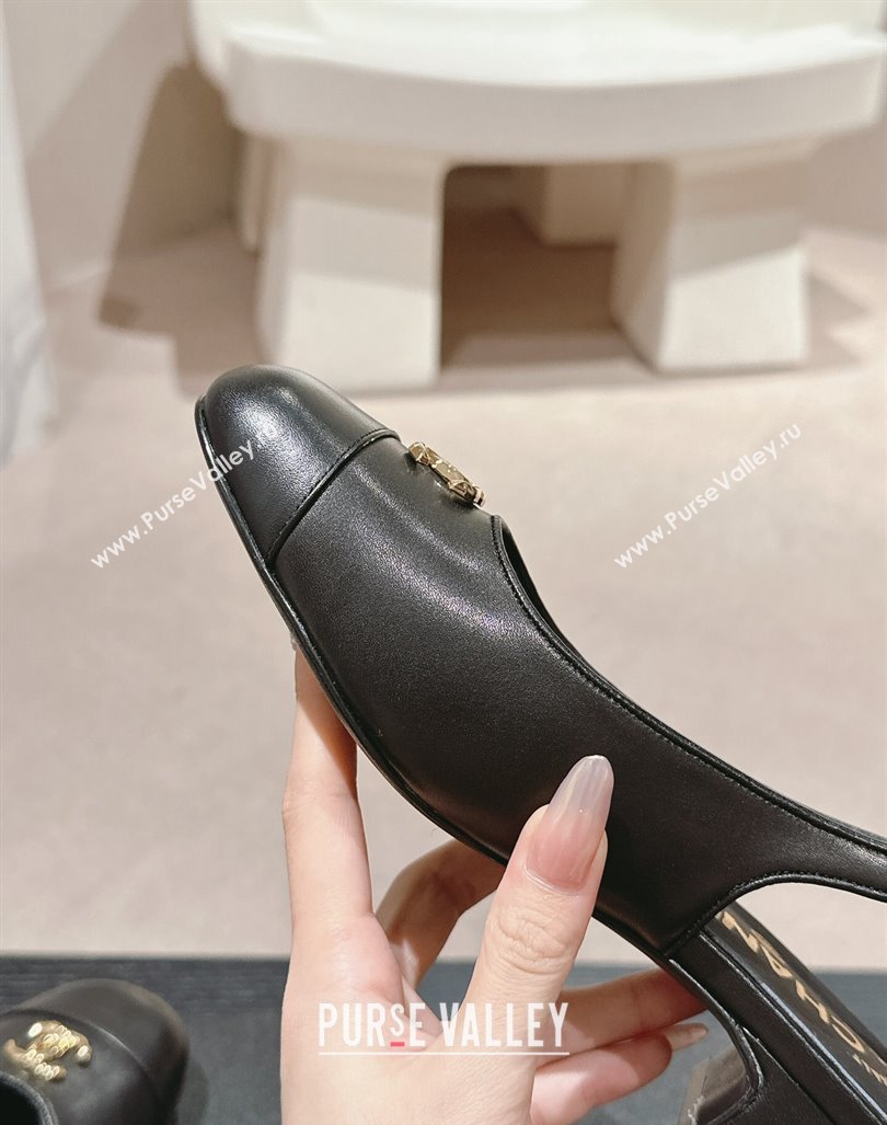 Chanel Calfskin Slingback Pumps 4cm with CC Black 2024 G45768 (MD-240722067)