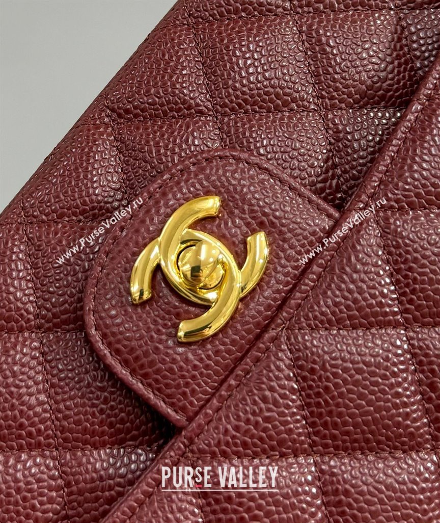 Chanel Classic Grained Calfskin Medium Flap Bag A01112 Burgundy/Gold 2024 0807 (YD-240807067)