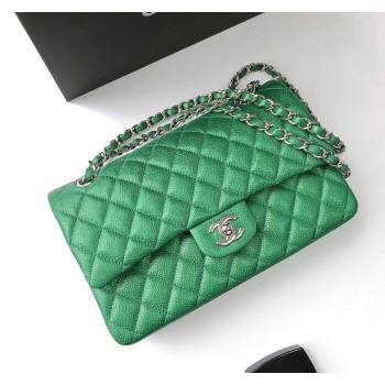 Chanel Classic Iridescent Grained Calfskin Medium Flap Bag A01112 Green 2024 (YD-240807093)