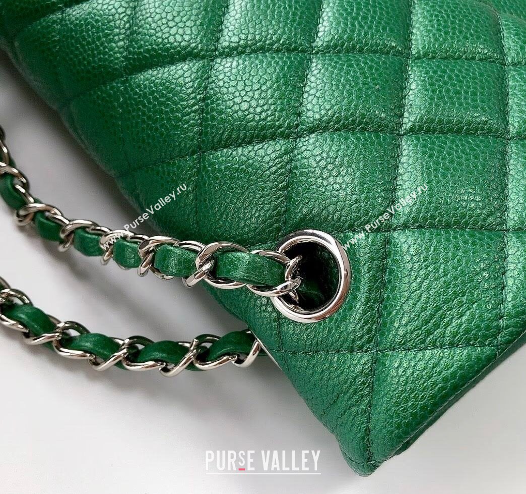 Chanel Classic Iridescent Grained Calfskin Medium Flap Bag A01112 Green 2024 (YD-240807093)