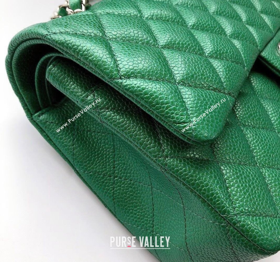 Chanel Classic Iridescent Grained Calfskin Medium Flap Bag A01112 Green 2024 (YD-240807093)