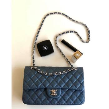 Chanel Classic Iridescent Grained Calfskin Medium Flap Bag A01112 Dark Blue 2024 (YD-240807094)