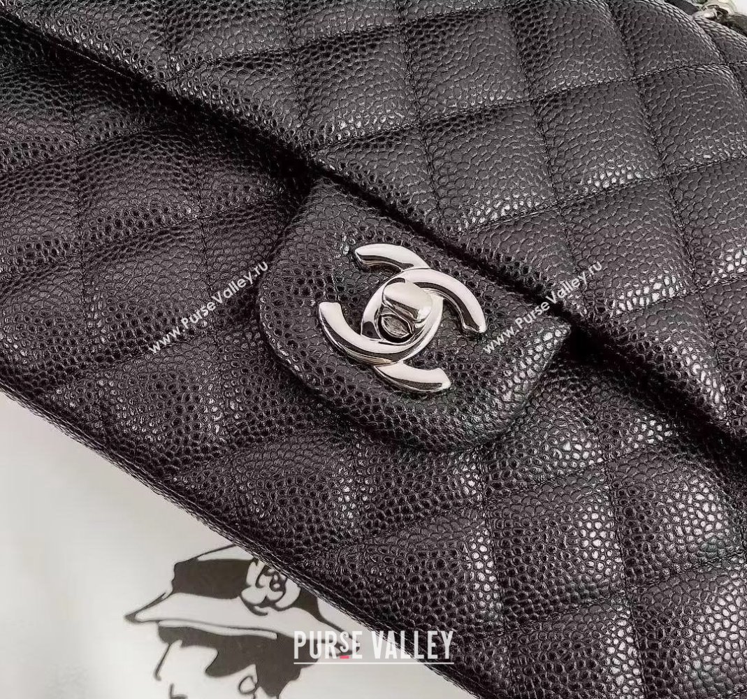 Chanel Classic Iridescent Grained Calfskin Medium Flap Bag A01112 Black 2024 (YD-240807095)