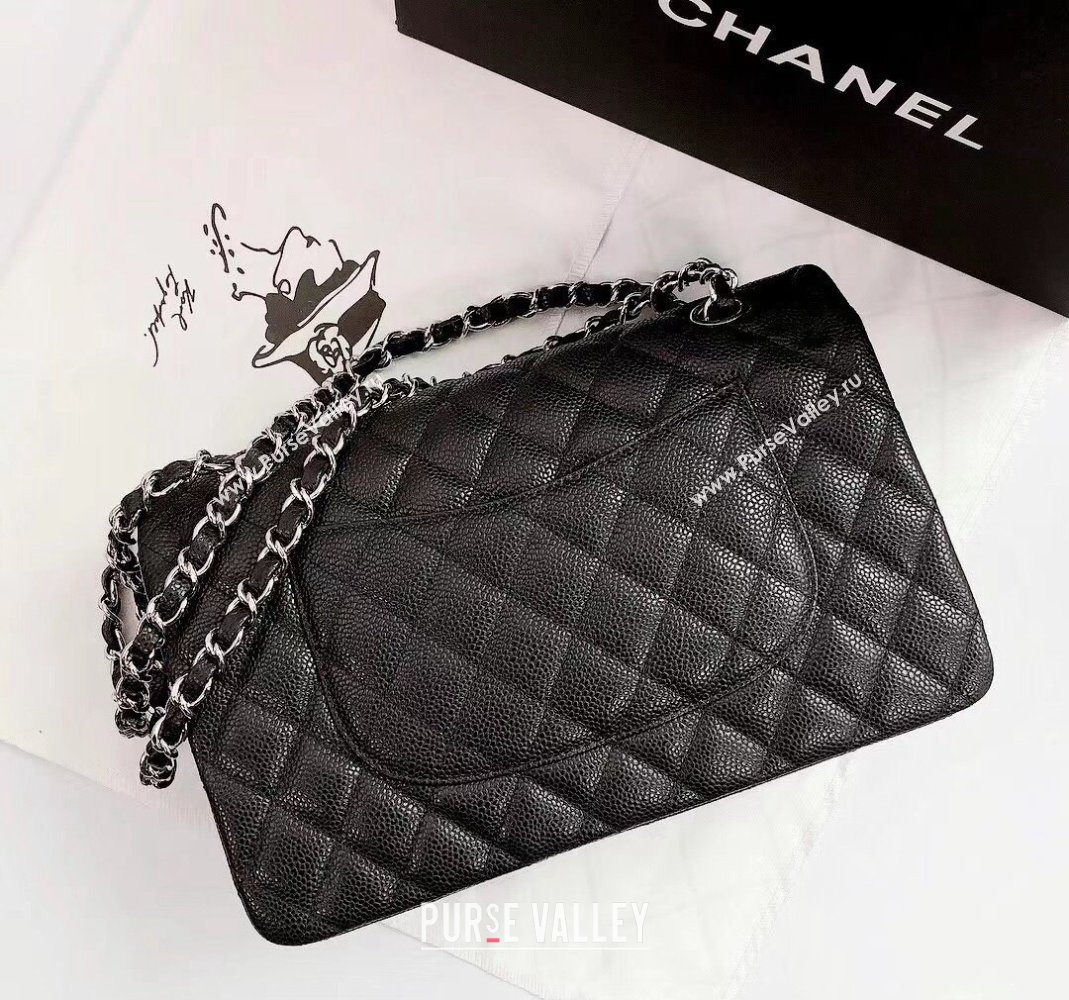 Chanel Classic Iridescent Grained Calfskin Medium Flap Bag A01112 Black 2024 (YD-240807095)