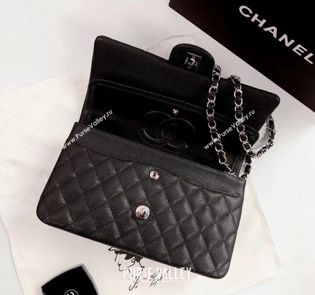 Chanel Classic Iridescent Grained Calfskin Medium Flap Bag A01112 Black 2024 (YD-240807095)