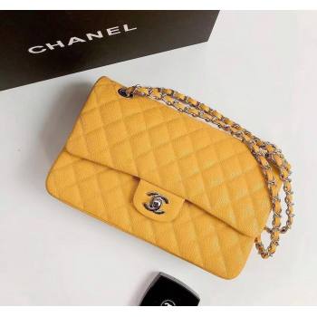 Chanel Classic Iridescent Grained Calfskin Medium Flap Bag A01112 Yellow 2024 (YD-240807097)