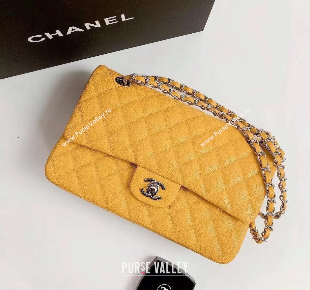 Chanel Classic Iridescent Grained Calfskin Medium Flap Bag A01112 Yellow 2024 (YD-240807097)