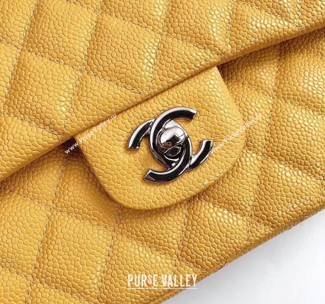 Chanel Classic Iridescent Grained Calfskin Medium Flap Bag A01112 Yellow 2024 (YD-240807097)