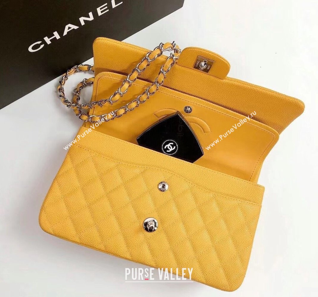 Chanel Classic Iridescent Grained Calfskin Medium Flap Bag A01112 Yellow 2024 (YD-240807097)