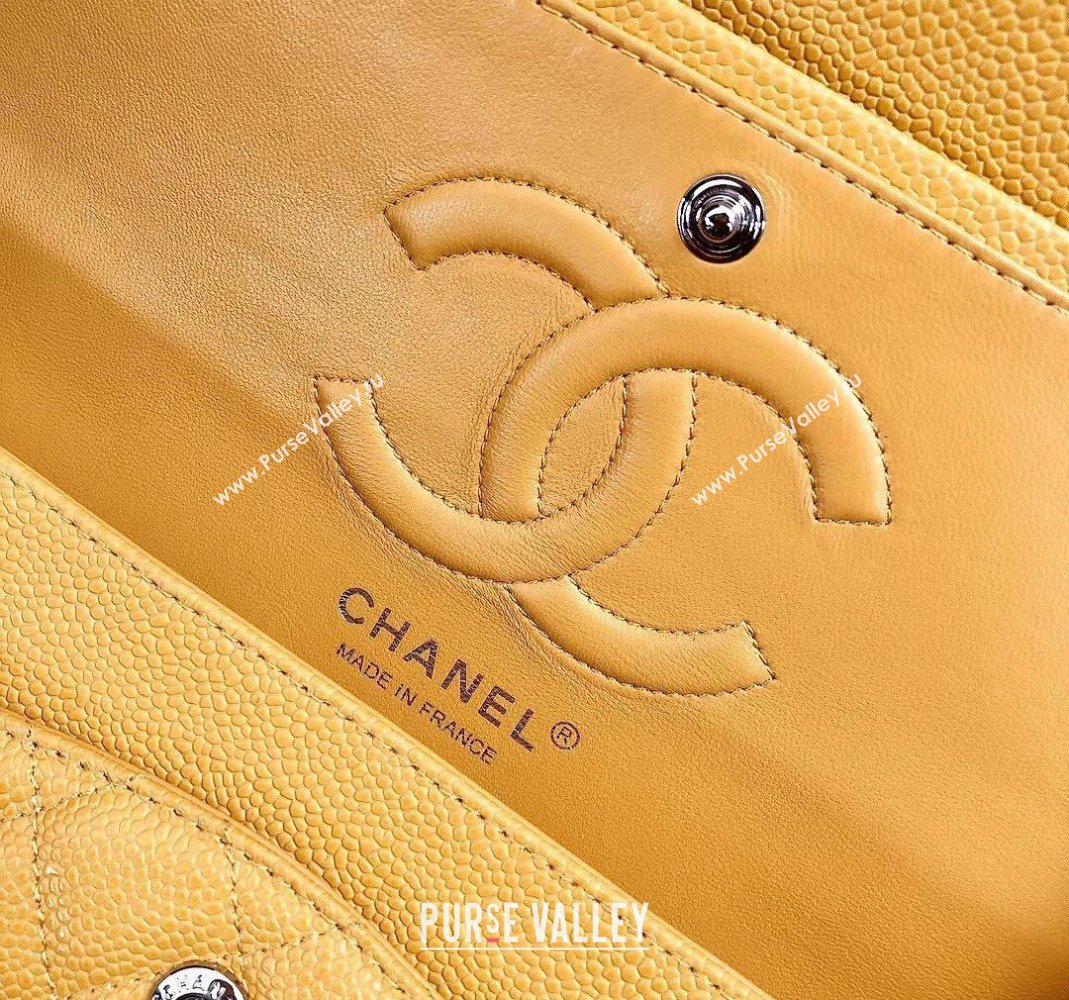 Chanel Classic Iridescent Grained Calfskin Medium Flap Bag A01112 Yellow 2024 (YD-240807097)