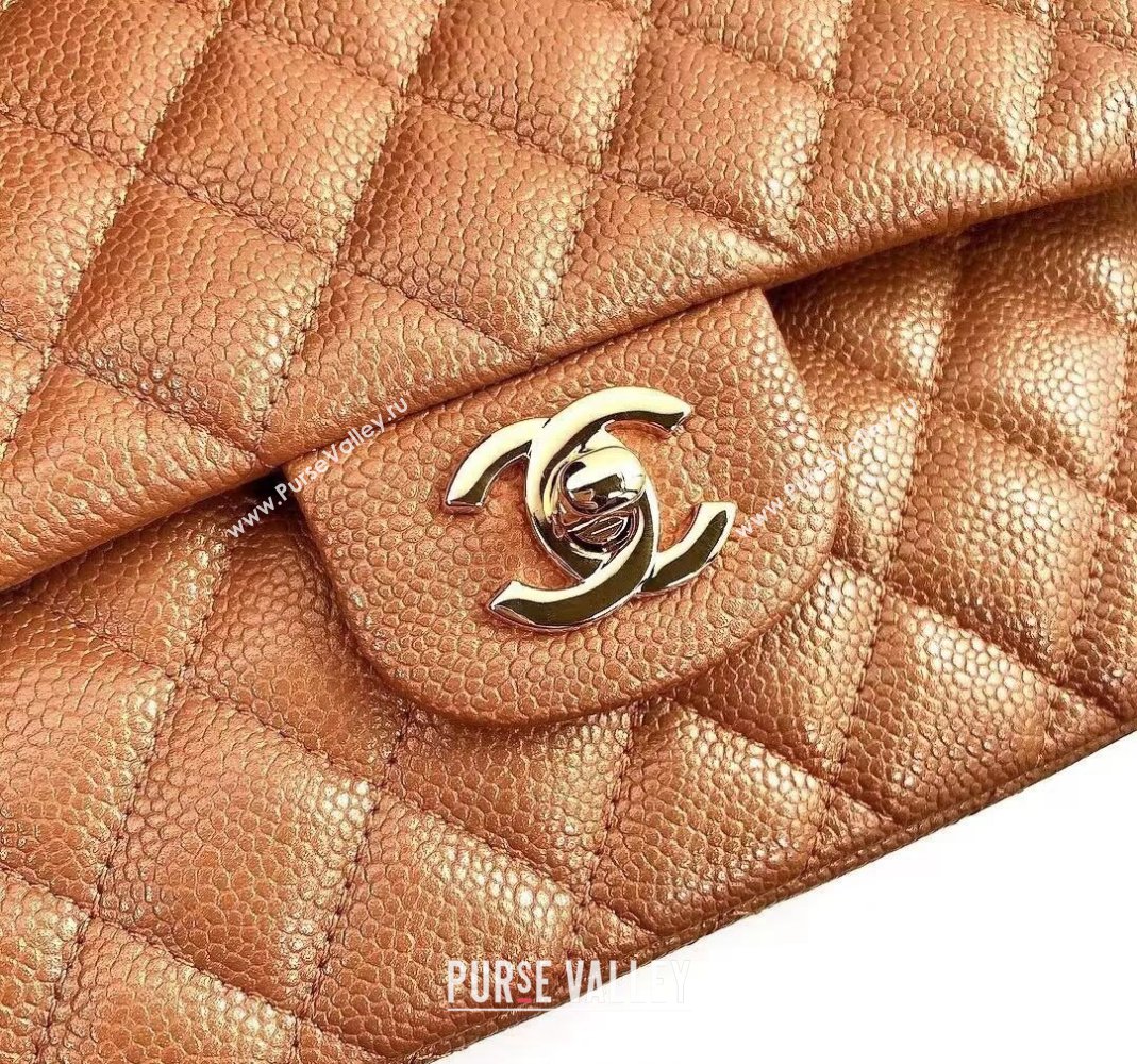 Chanel Classic Iridescent Grained Calfskin Medium Flap Bag A01112 Brown/Gold 2024 (YD-240807098)