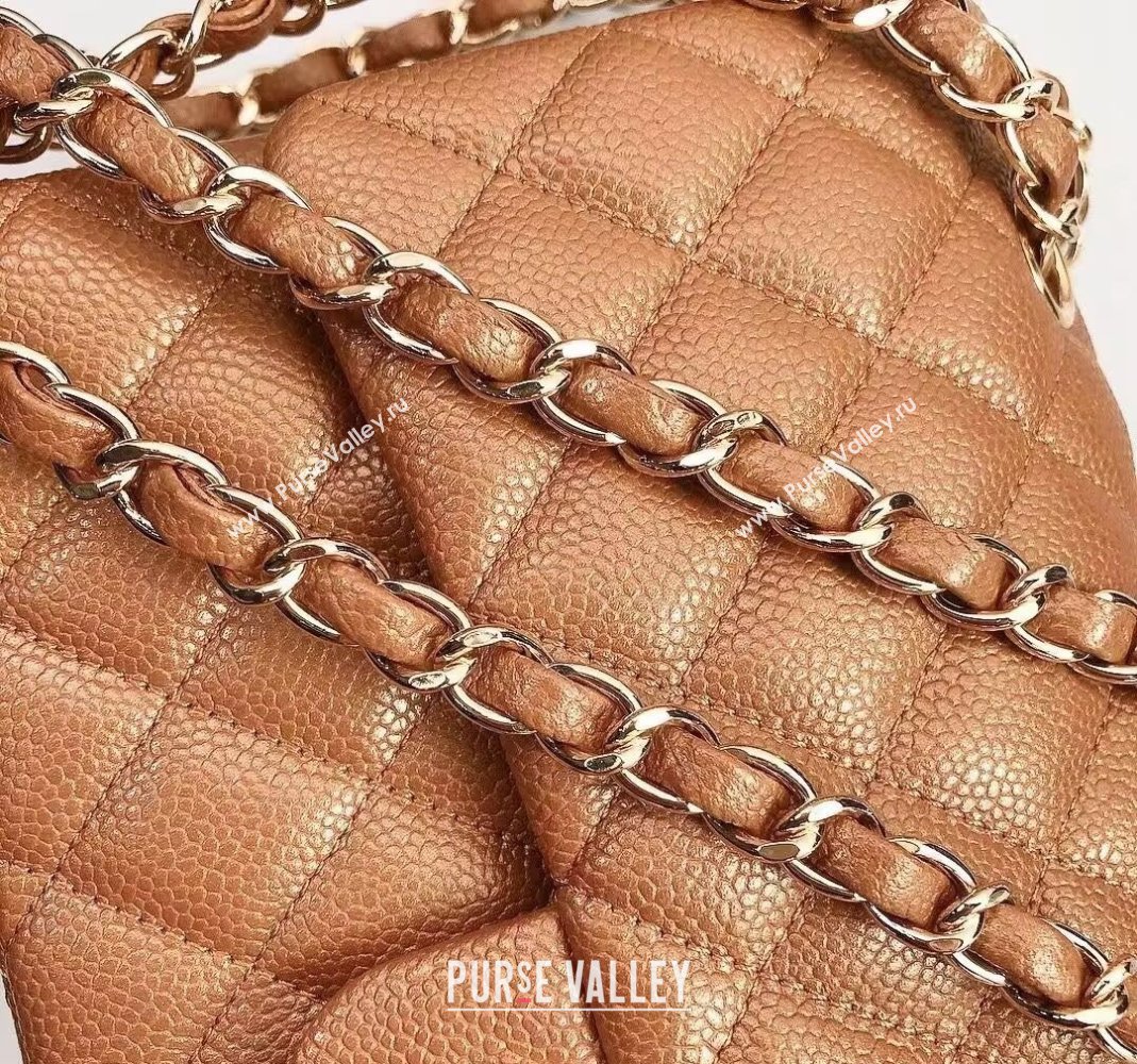 Chanel Classic Iridescent Grained Calfskin Medium Flap Bag A01112 Brown/Gold 2024 (YD-240807098)