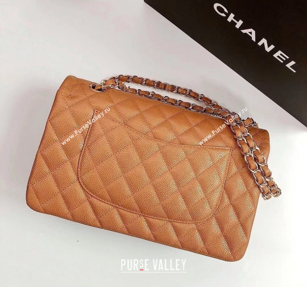 Chanel Classic Iridescent Grained Calfskin Medium Flap Bag A01112 Brown/Gold 2024 (YD-240807098)