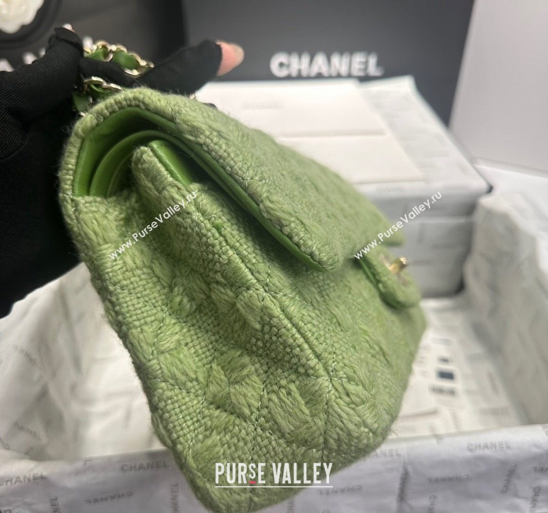 Chanel Classic Tweed Medium Flap Bag A01112 Green 2024 0808 (yezi-240808009)