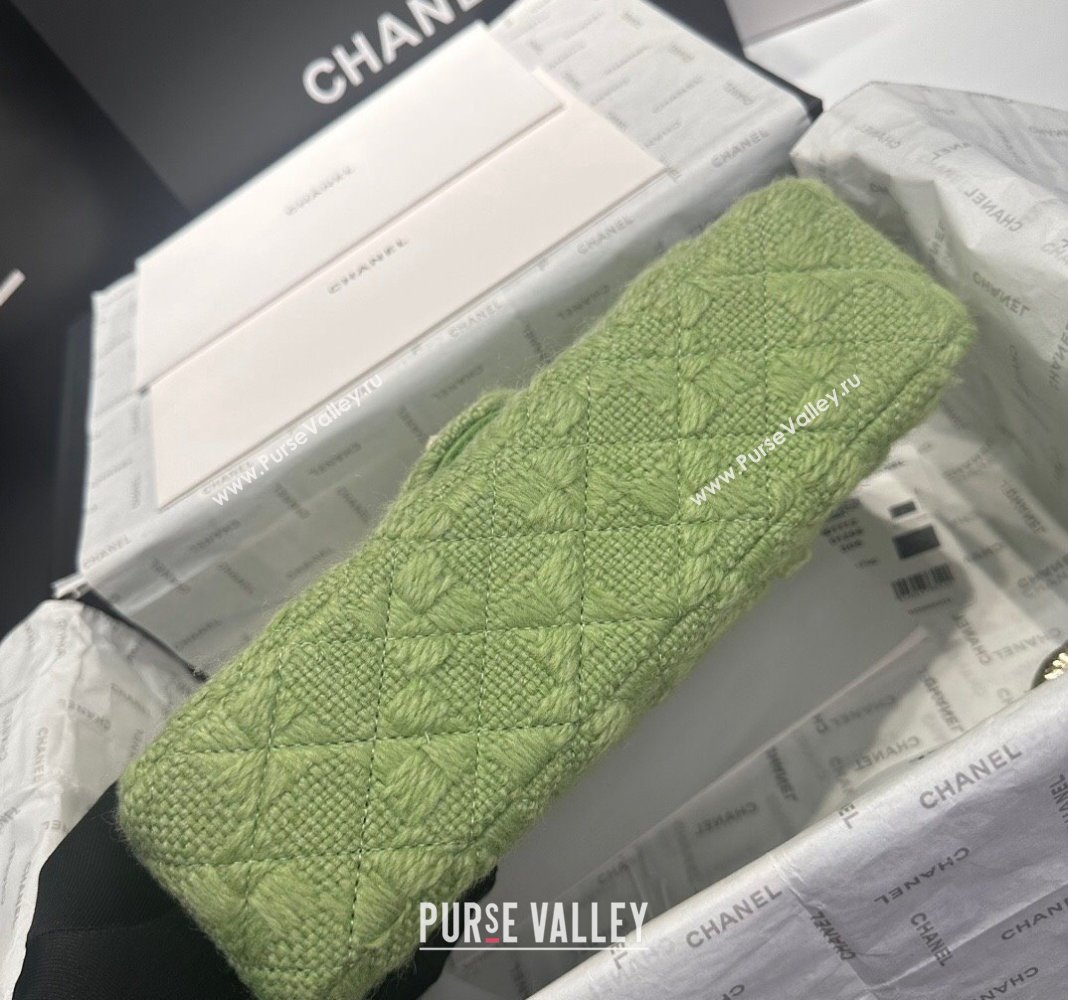 Chanel Classic Tweed Medium Flap Bag A01112 Green 2024 0808 (yezi-240808009)