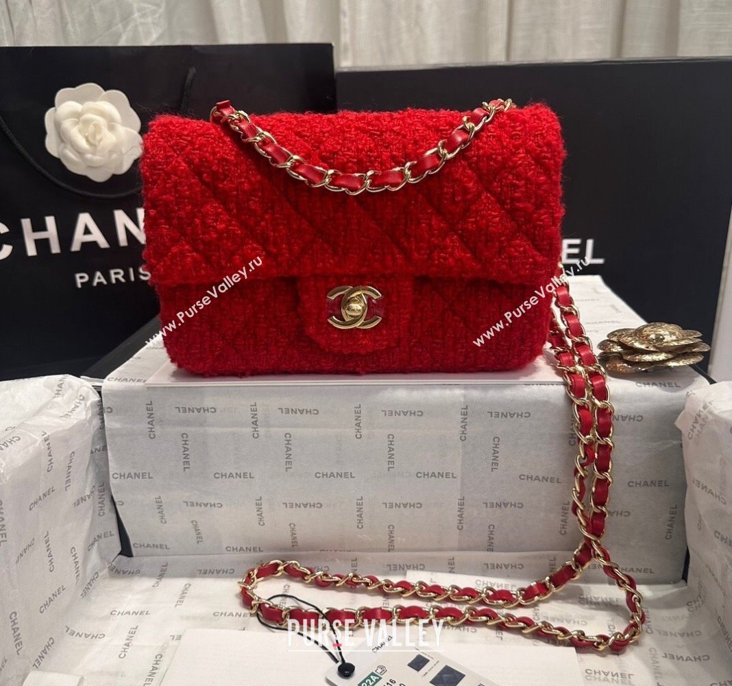 Chanel Classic Tweed Mini Flap Bag A69900 Red 2024 0808 (yezi-240808007)