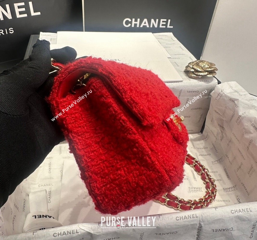 Chanel Classic Tweed Mini Flap Bag A69900 Red 2024 0808 (yezi-240808007)