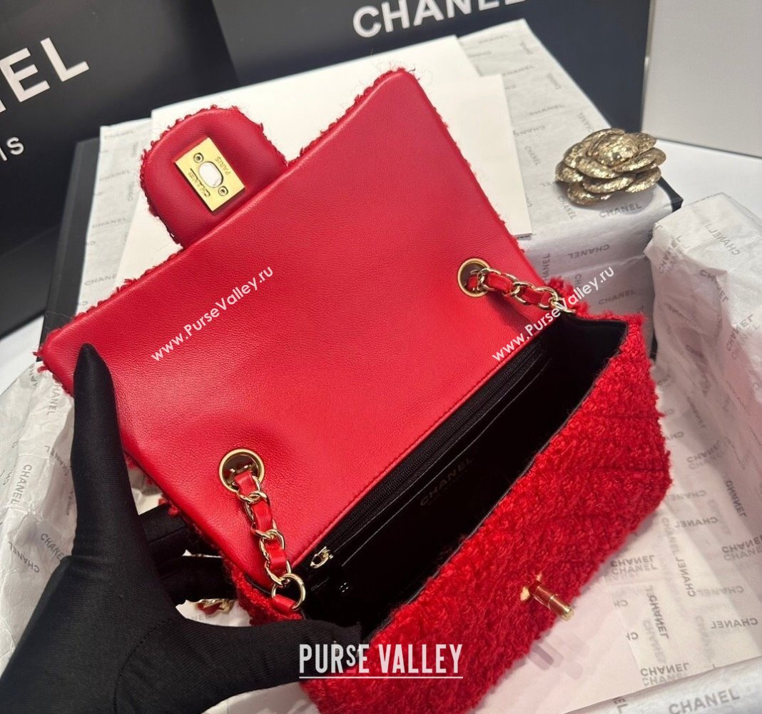 Chanel Classic Tweed Mini Flap Bag A69900 Red 2024 0808 (yezi-240808007)