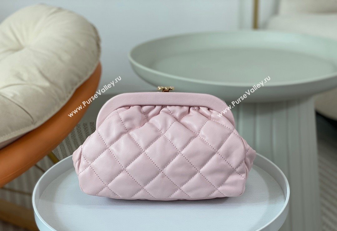 Chanel Lambskin Clutch with Chain AS4717 Light Pink 2024 (SM-240808002)