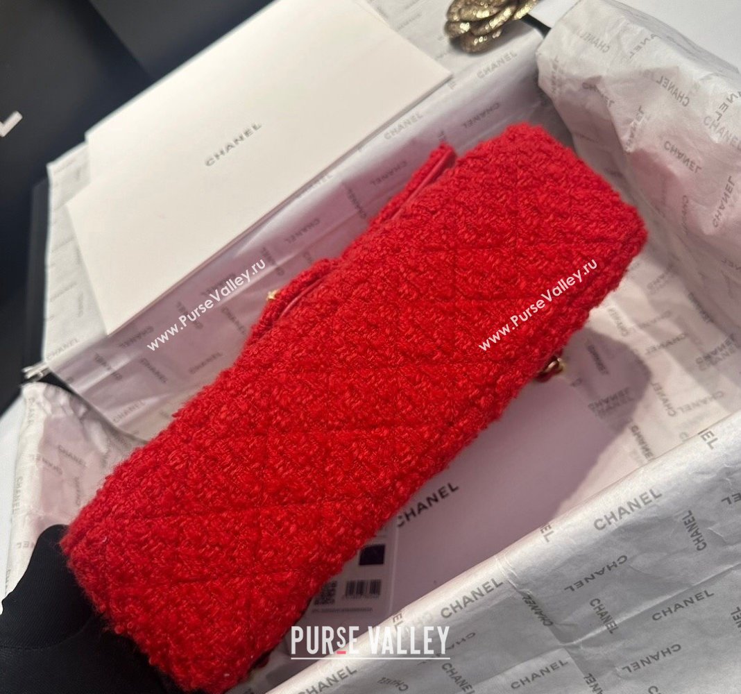 Chanel Classic Tweed Medium Flap Bag A01112 Red 2024 0808 (yezi-240808010)