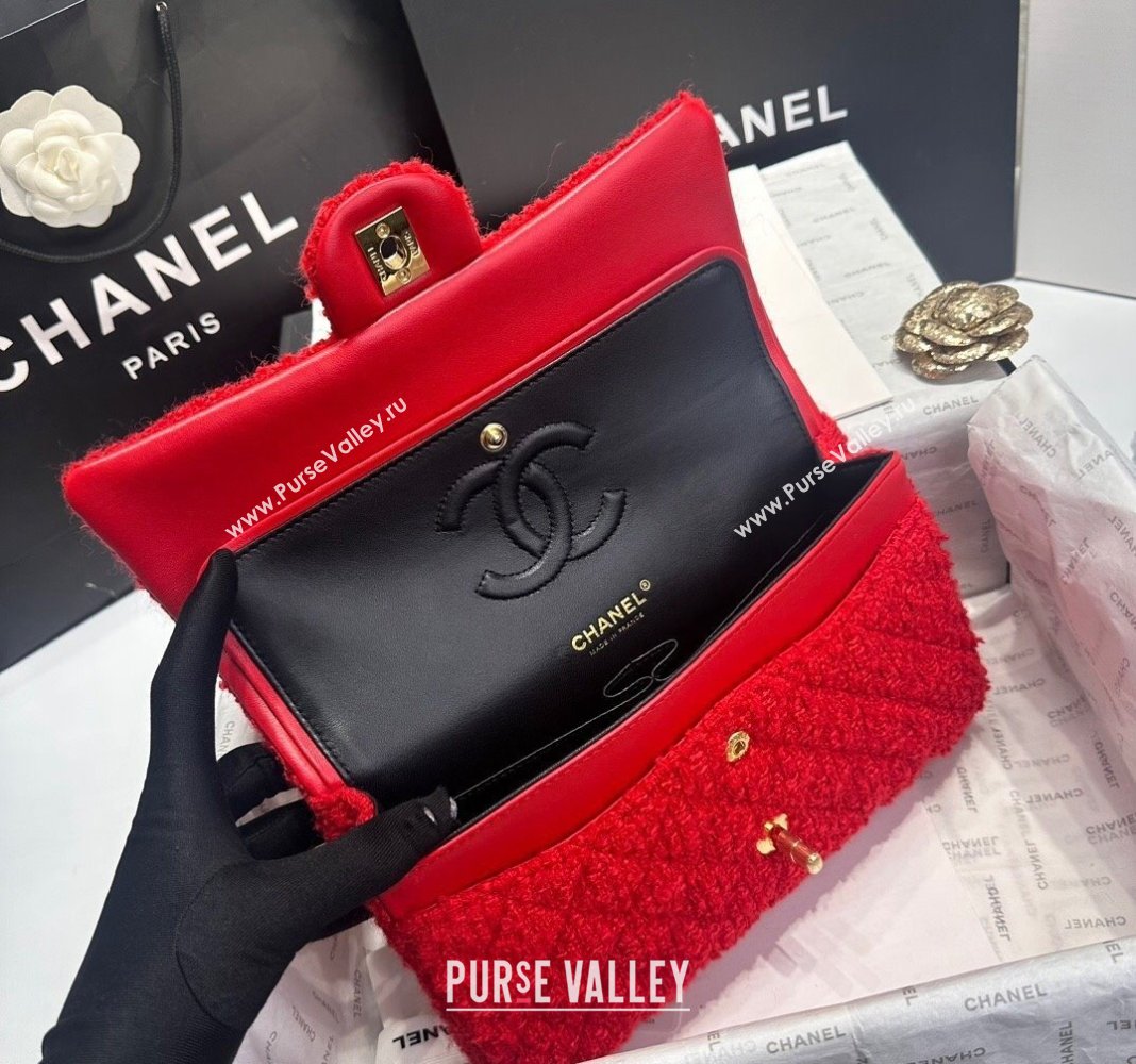 Chanel Classic Tweed Medium Flap Bag A01112 Red 2024 0808 (yezi-240808010)