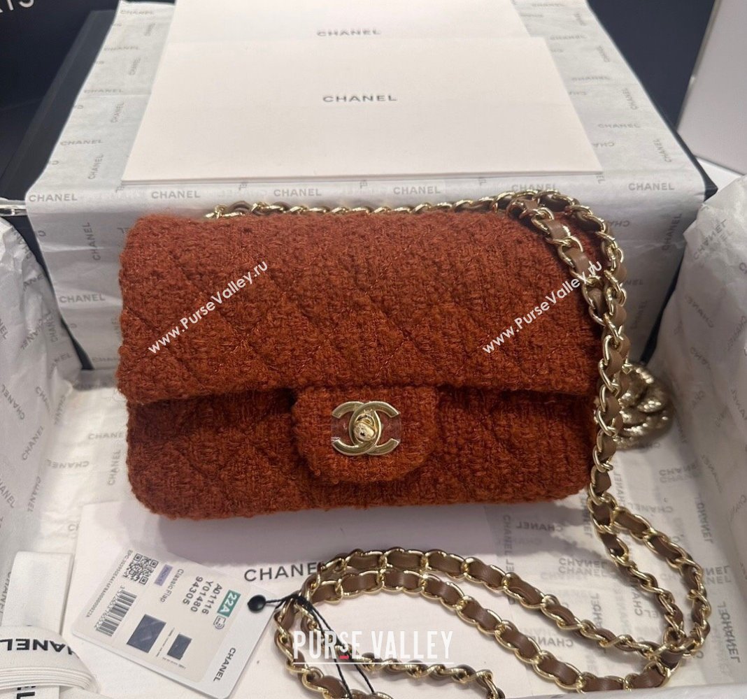 Chanel Classic Tweed Mini Flap Bag A69900 Brown 2024 0808 (yezi-240808008)