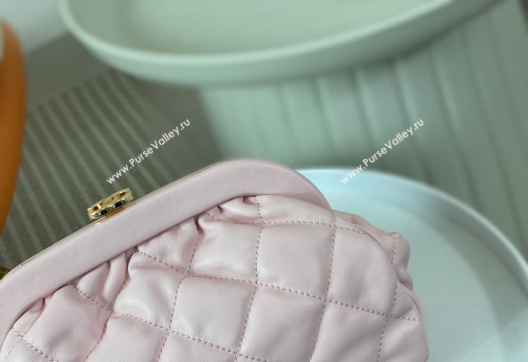 Chanel Lambskin Clutch with Chain AS4717 Light Pink 2024 (SM-240808002)