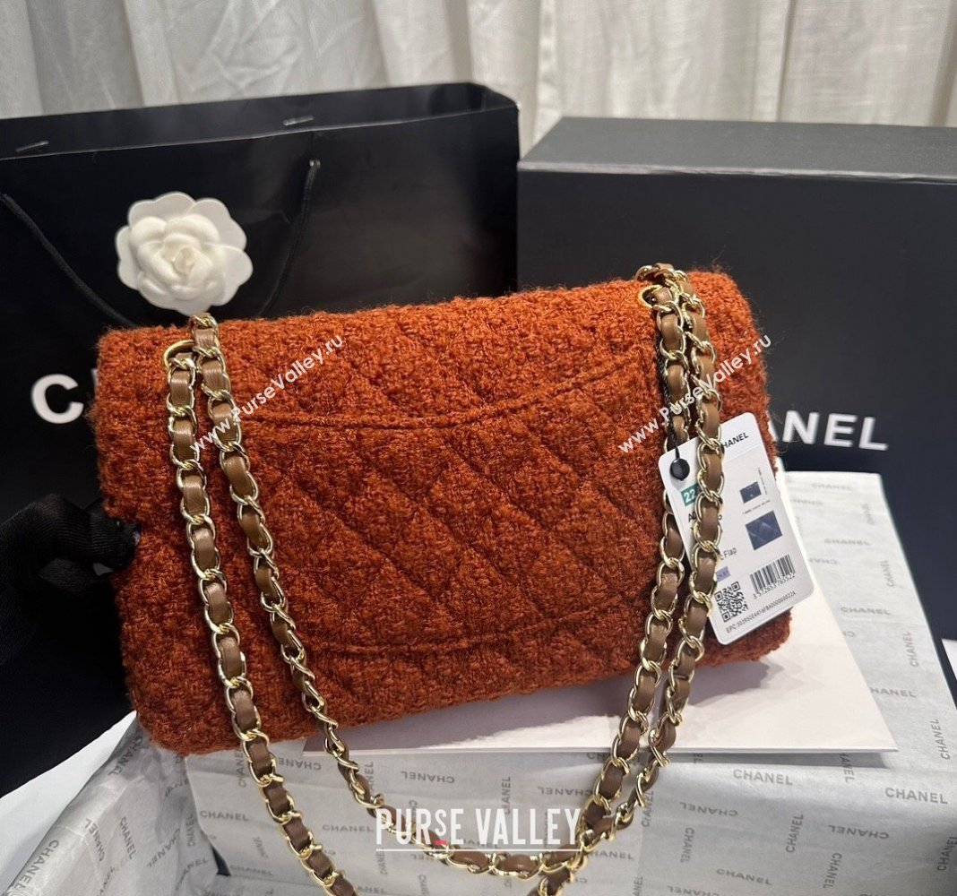 Chanel Classic Tweed Medium Flap Bag A01112 Brown 2024 0808 (yezi-240808011)