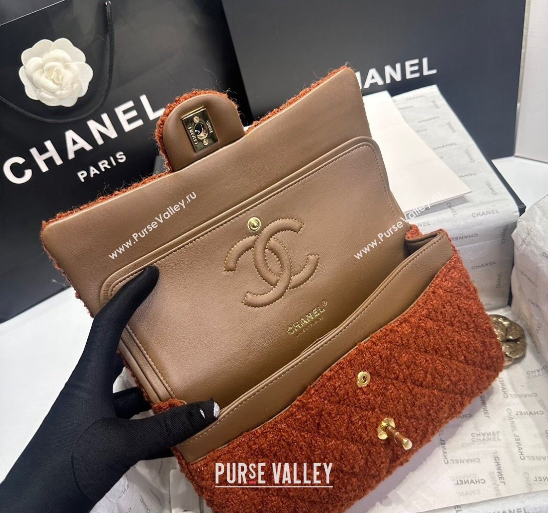 Chanel Classic Tweed Medium Flap Bag A01112 Brown 2024 0808 (yezi-240808011)