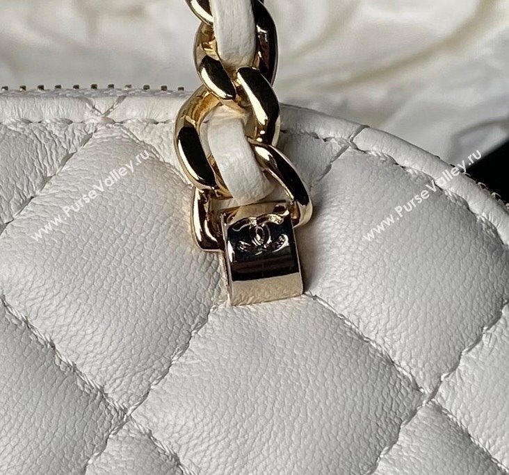 Chanel Shiny Lambskin Clutch with Chain and Top Handle White 2024 AP3354 (yezi-240808013)