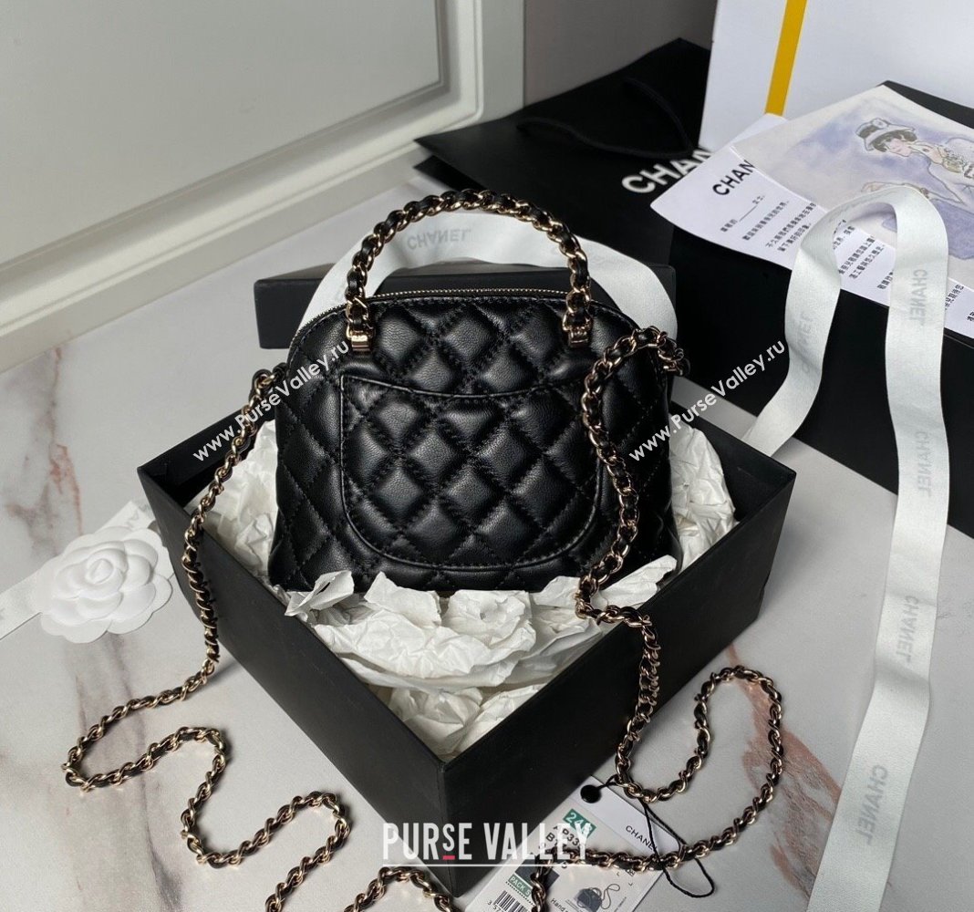 Chanel Shiny Lambskin Clutch with Chain and Top Handle Black 2024 AP3354 (yezi-240808014)