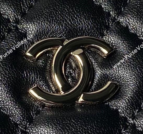 Chanel Shiny Lambskin Clutch with Chain and Top Handle Black 2024 AP3354 (yezi-240808014)