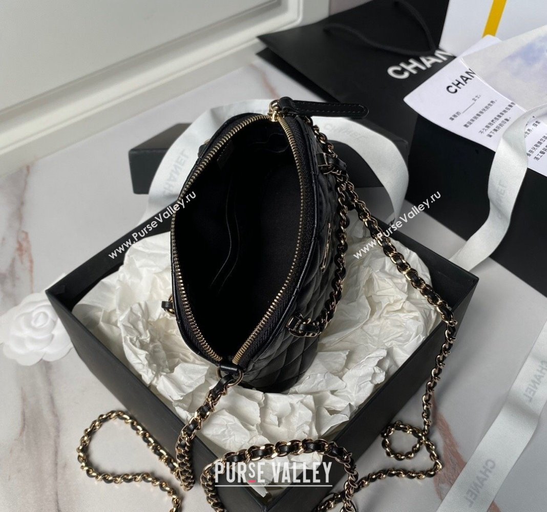 Chanel Shiny Lambskin Clutch with Chain and Top Handle Black 2024 AP3354 (yezi-240808014)