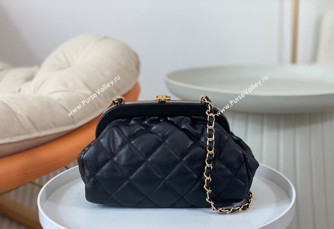 Chanel Lambskin Clutch with Chain AS4717 Black 2024 (SM-240808003)