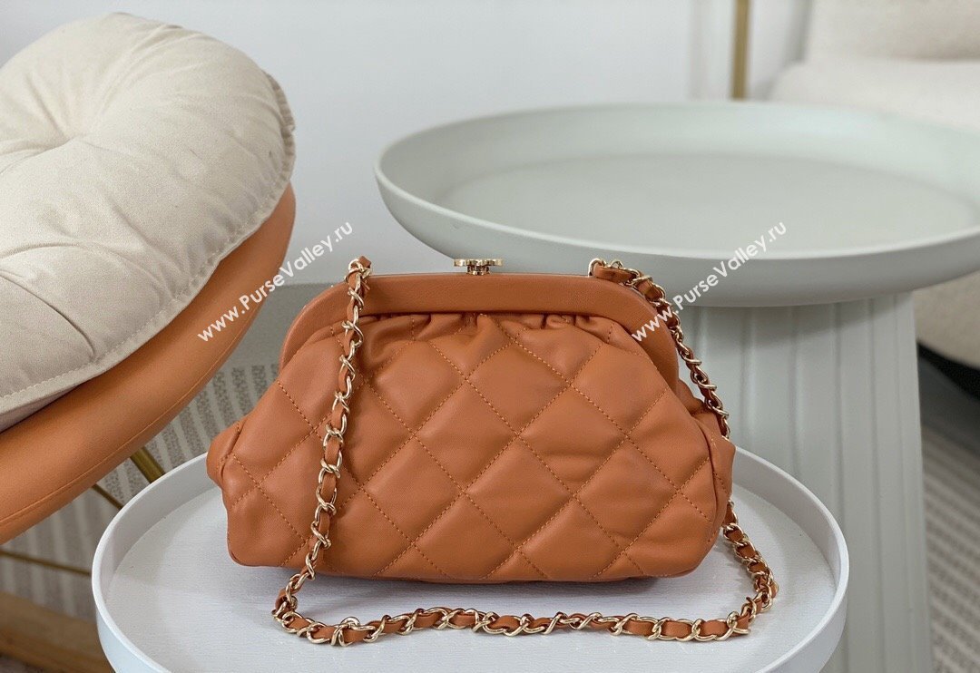 Chanel Lambskin Clutch with Chain AS4717 Light Brown 2024 (SM-240808001)