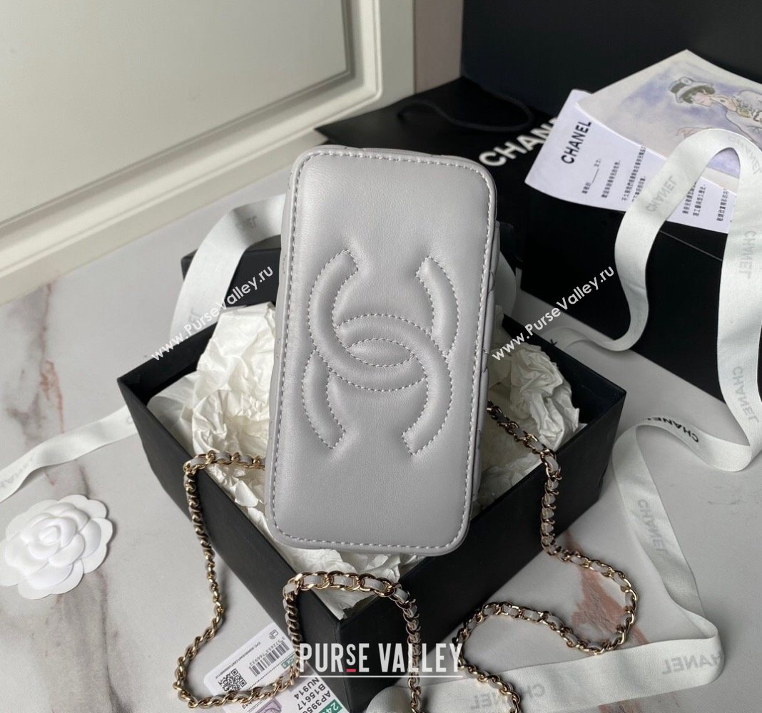 Chanel Lambskin Clutch with Chain and Pearls Top handle AP3956 Grey 2024 (yezi-240808042)