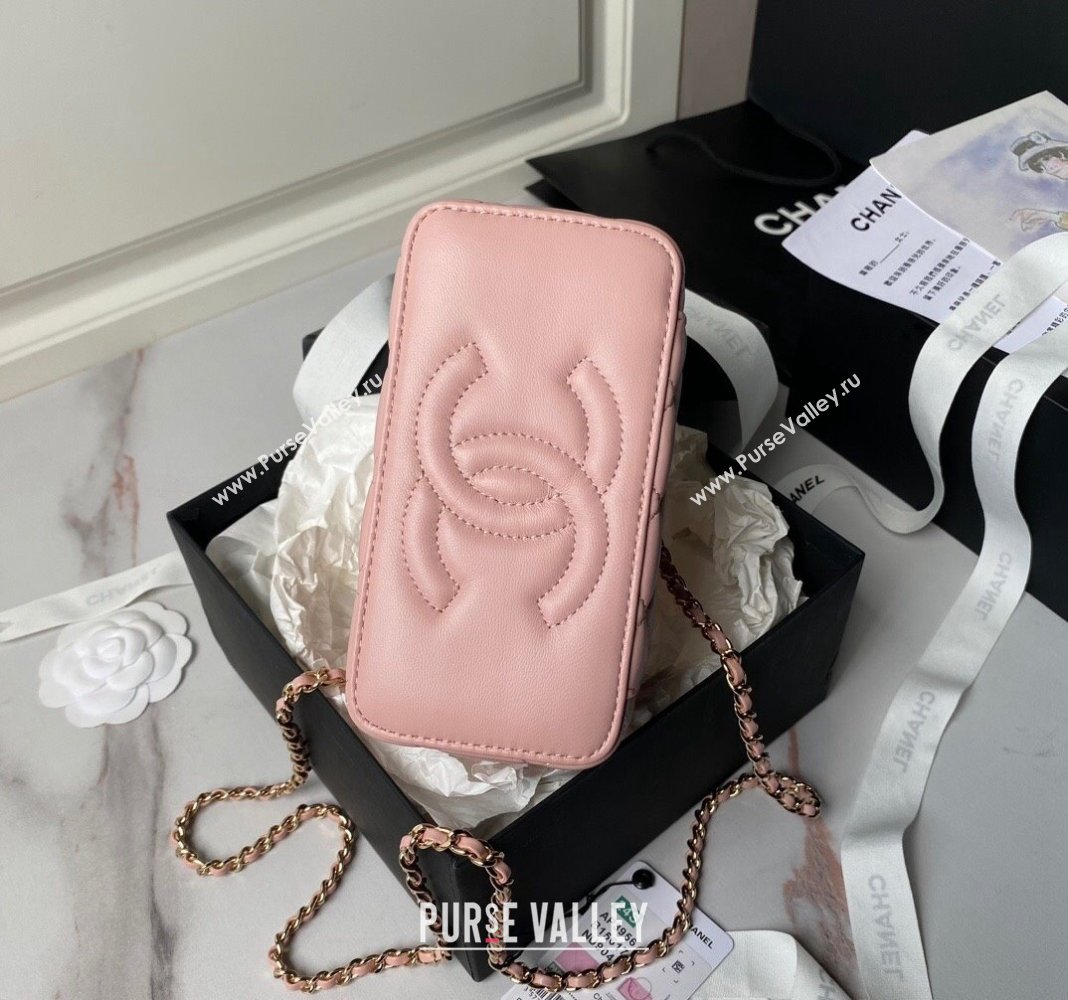 Chanel Lambskin Clutch with Chain and Pearls Top handle AP3956 Light Pink 2024 (yezi-240808043)