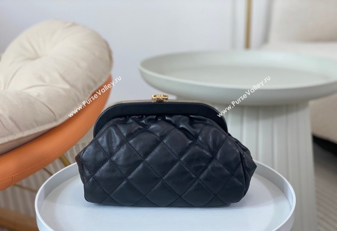 Chanel Lambskin Clutch with Chain AS4717 Black 2024 (SM-240808003)