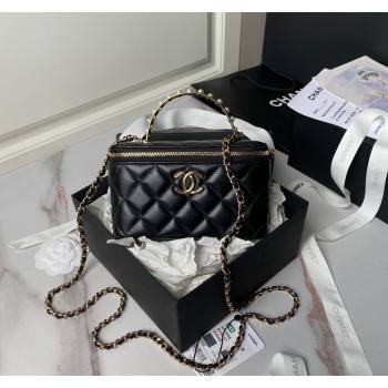 Chanel Lambskin Clutch with Chain and Pearls Top handle AP3956 Black 2024 (yezi-240808044)