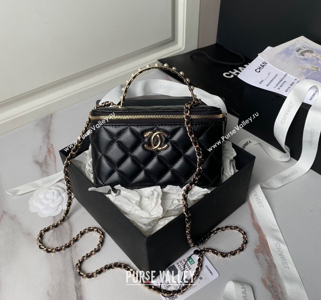 Chanel Lambskin Clutch with Chain and Pearls Top handle AP3956 Black 2024 (yezi-240808044)