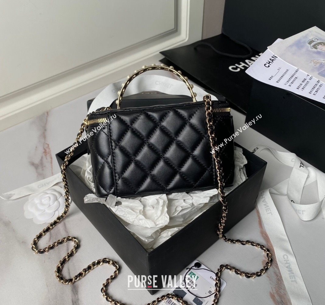 Chanel Lambskin Clutch with Chain and Pearls Top handle AP3956 Black 2024 (yezi-240808044)