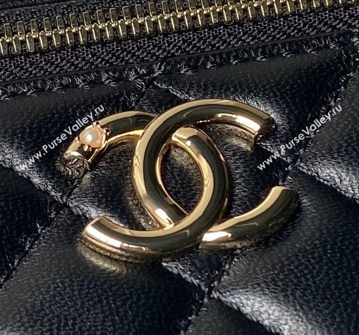 Chanel Lambskin Clutch with Chain and Pearls Top handle AP3956 Black 2024 (yezi-240808044)