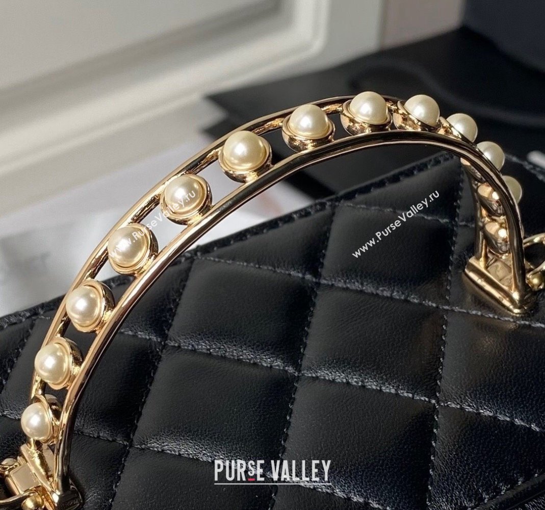 Chanel Lambskin Clutch with Chain and Pearls Top handle AP3956 Black 2024 (yezi-240808044)