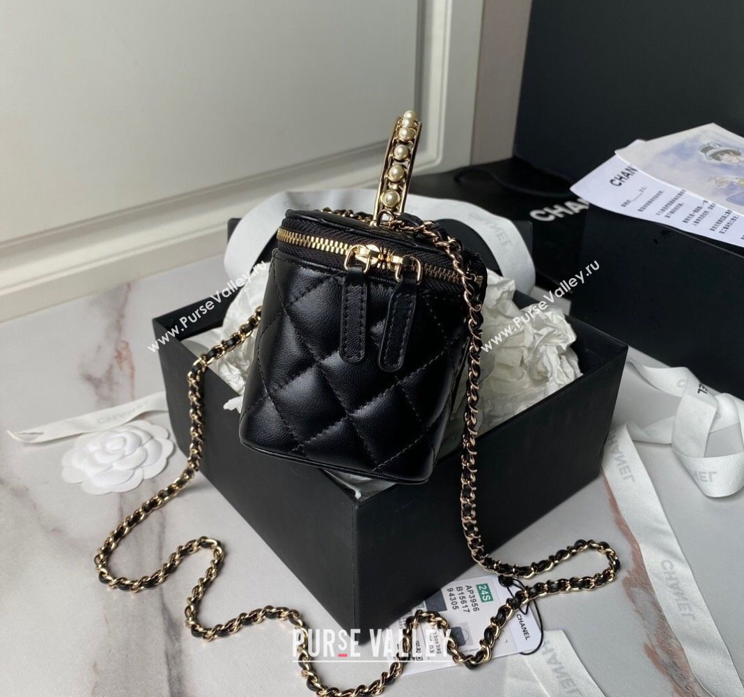 Chanel Lambskin Clutch with Chain and Pearls Top handle AP3956 Black 2024 (yezi-240808044)