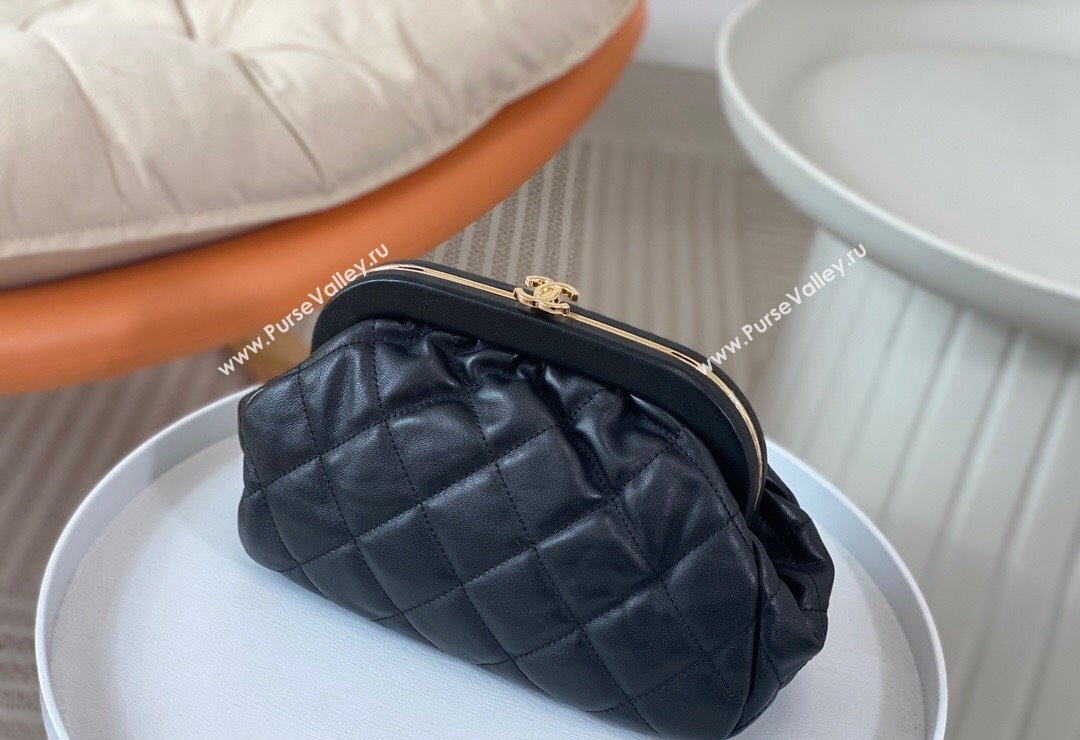 Chanel Lambskin Clutch with Chain AS4717 Black 2024 (SM-240808003)