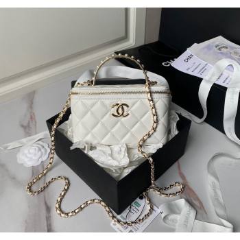 Chanel Lambskin Clutch with Chain and Pearls Top handle AP3956 White 2024 (yezi-240808045)