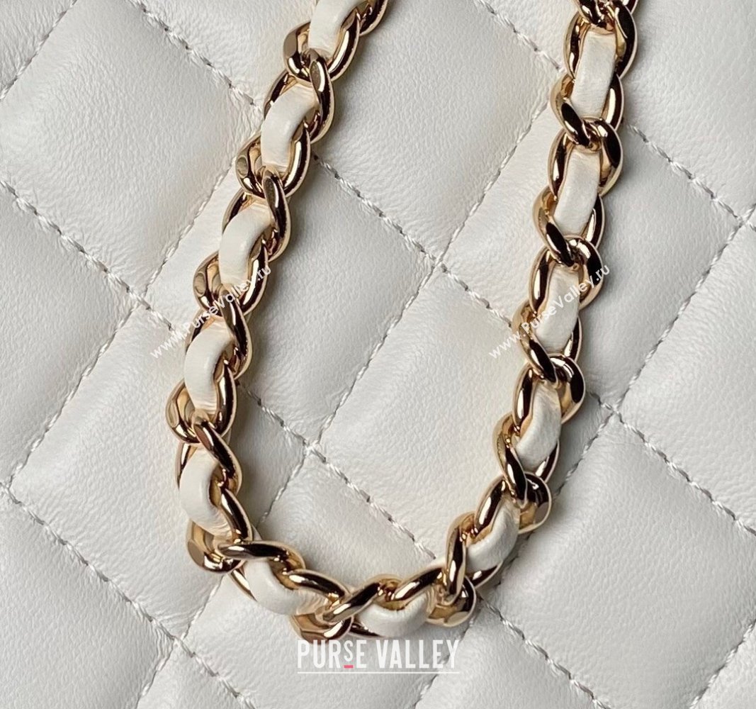 Chanel Lambskin Clutch with Chain and Pearls Top handle AP3956 White 2024 (yezi-240808045)