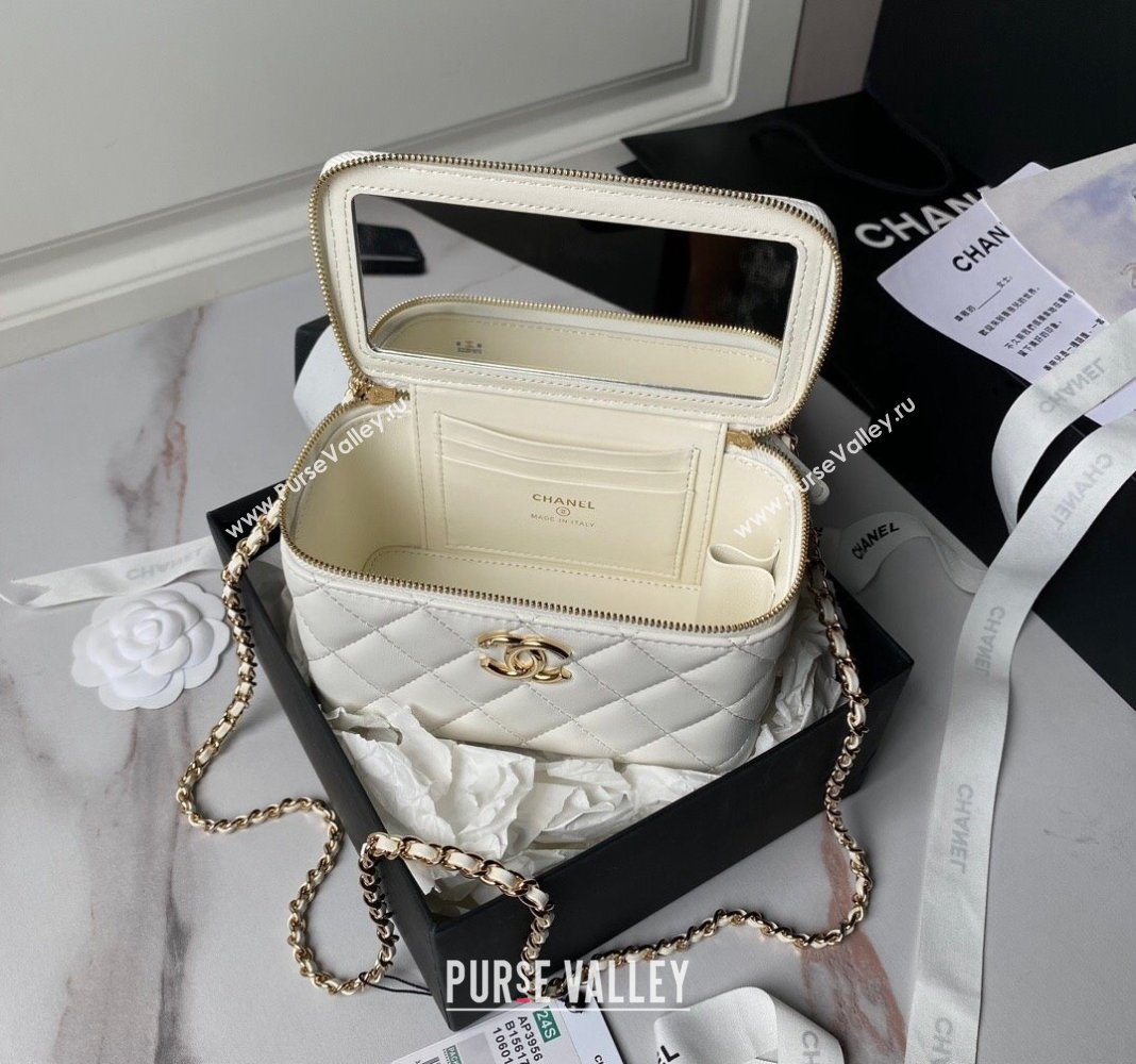 Chanel Lambskin Clutch with Chain and Pearls Top handle AP3956 White 2024 (yezi-240808045)