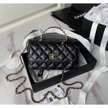 Chanel Lambskin Clutch with Chain and Pearls Top handle AP3954 Black 2024 (yezi-240808046)