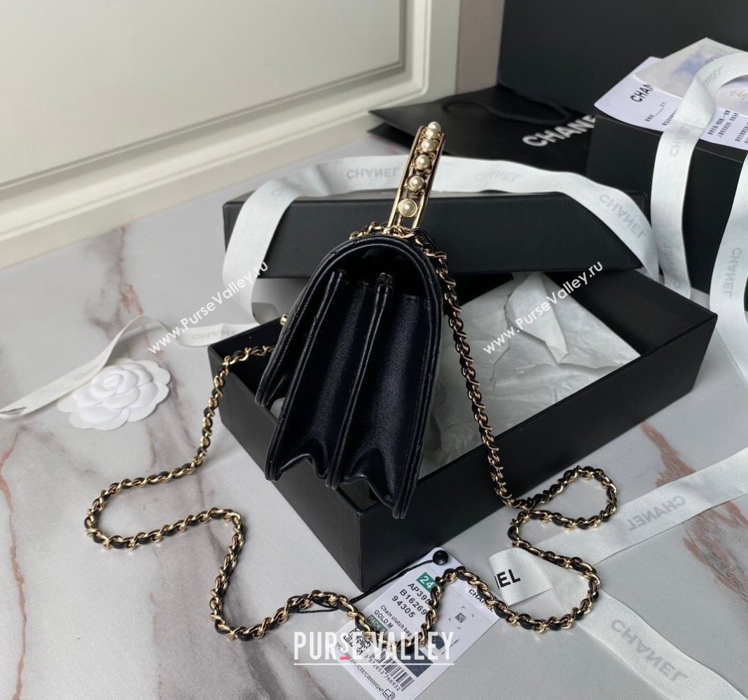 Chanel Lambskin Clutch with Chain and Pearls Top handle AP3954 Black 2024 (yezi-240808046)